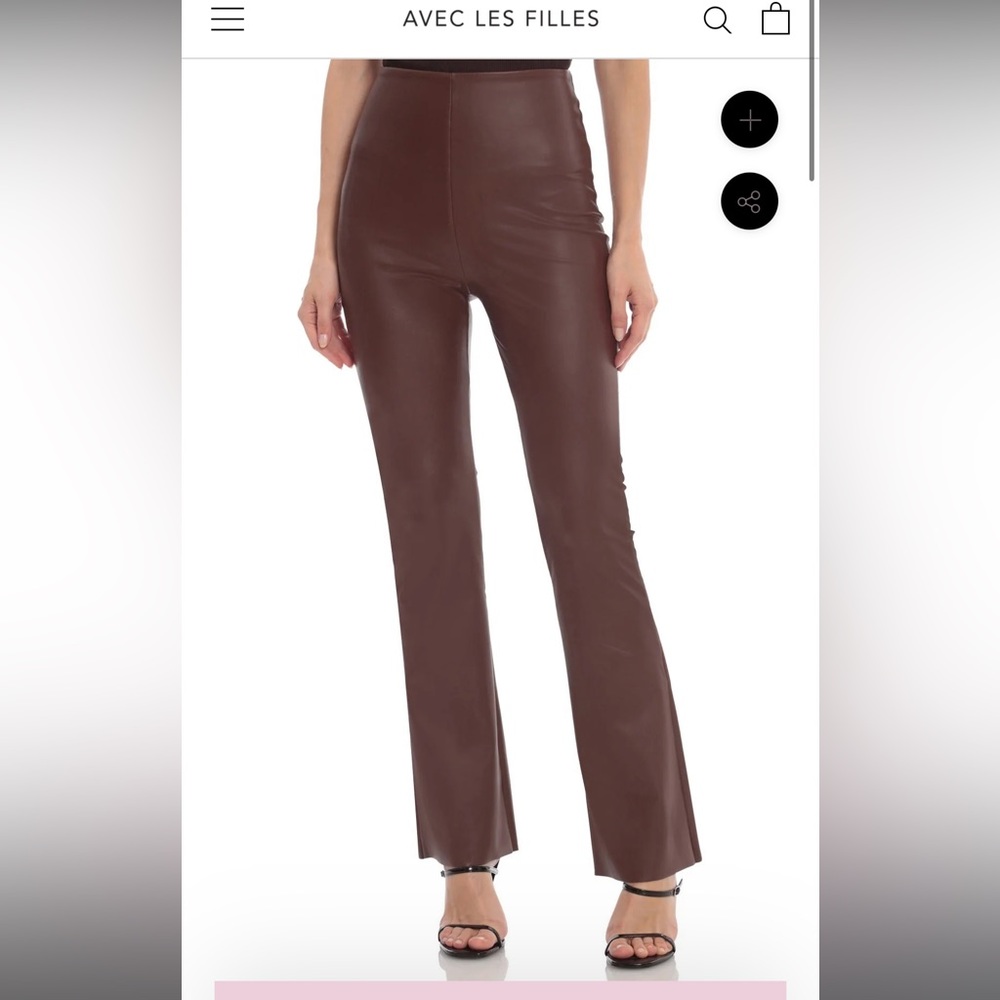 NWT AVEC LES FILLES X BAGATELLE STRETCH FAUX LEATHER FLARE PANT